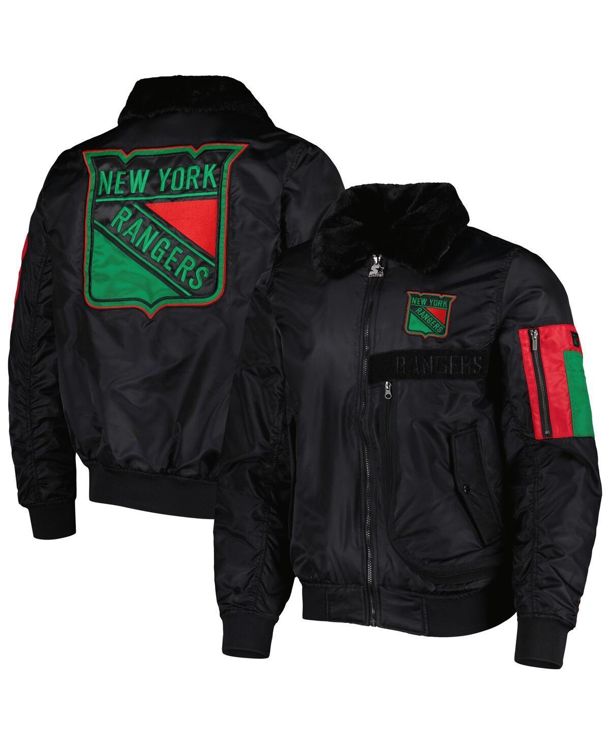 Mens Starter x Ty Mopkins Black New York Rangers Black History Month Varsity Full-Zip Jacket Product Image