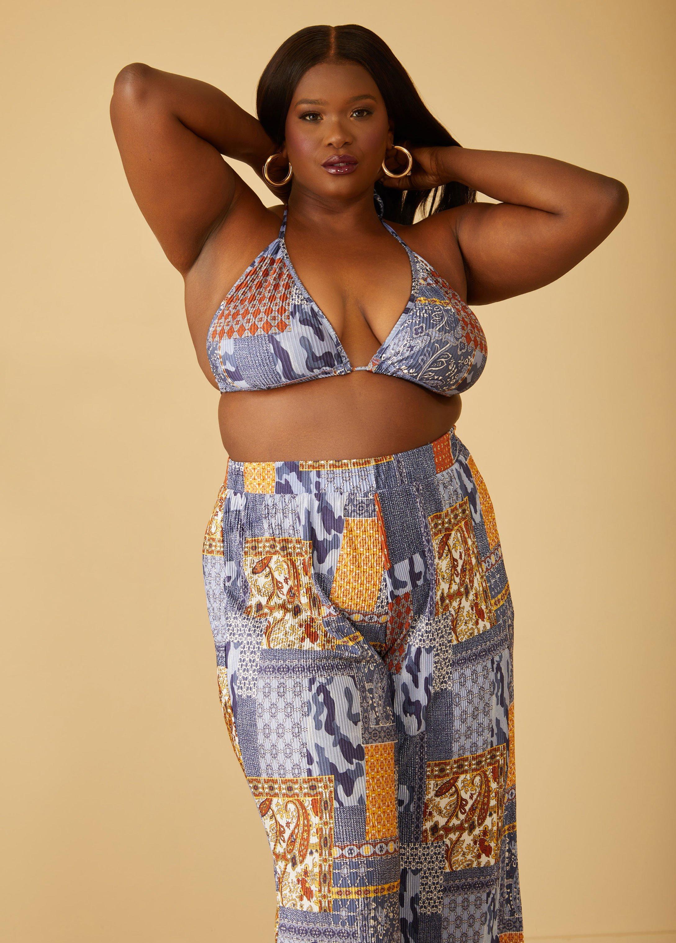 Printed Plisse Bralette Product Image