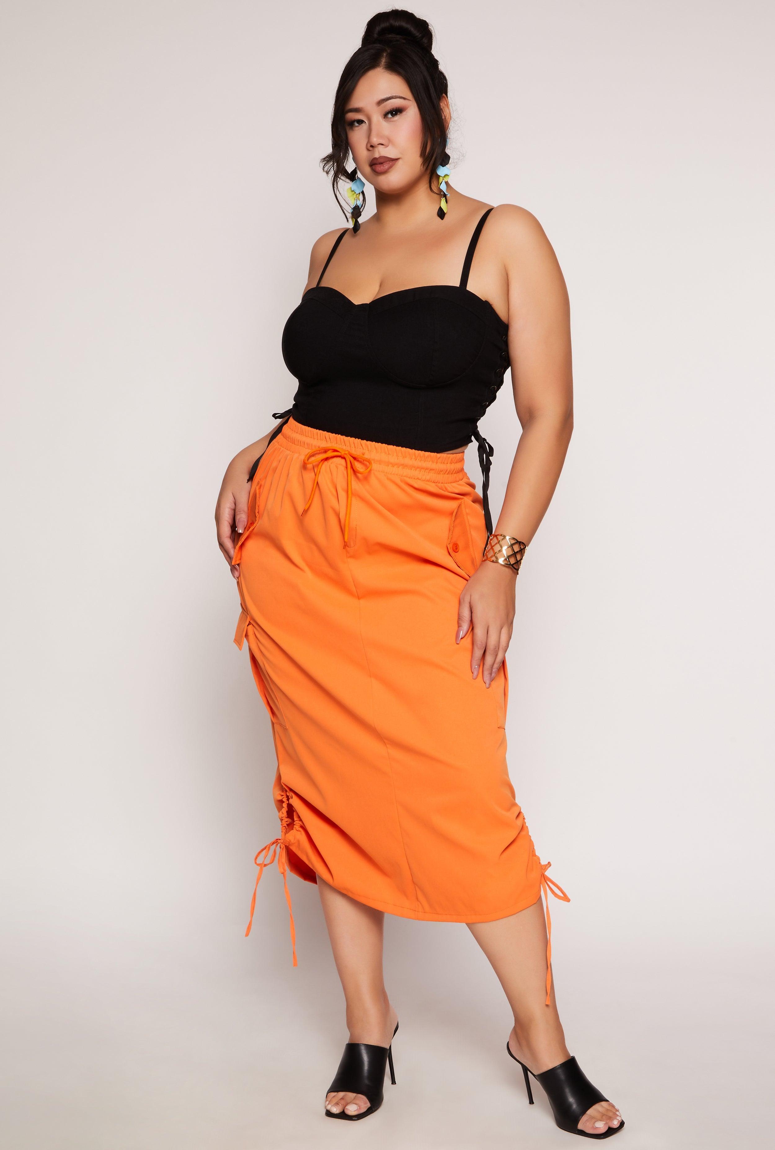 Womens Plus Size Cargo Midi Skirt Product Image