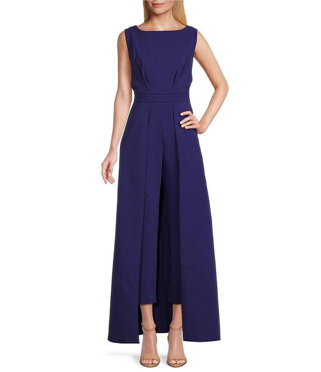 Kay Unger Stretch Crepe Boat Neckline Sleeveless Walk Through Jumpsuit Product Image