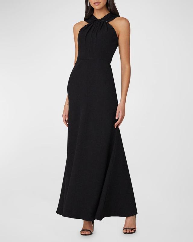 Beaded Crepe Halter Gown Product Image