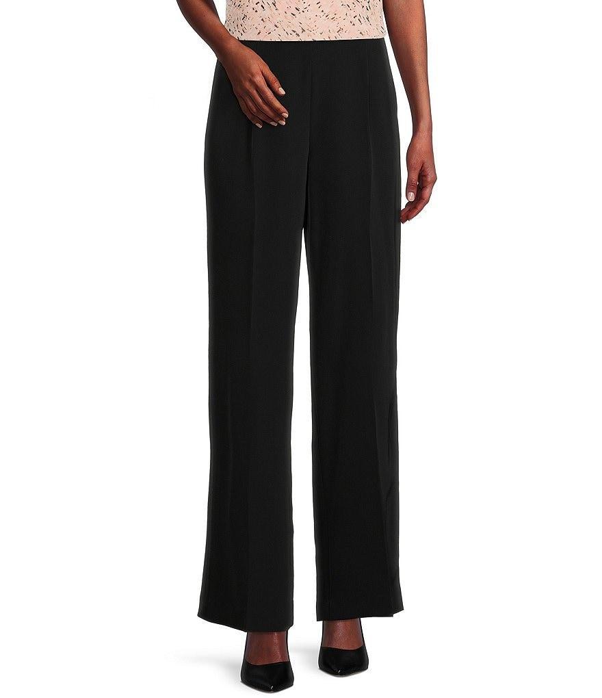 Anne Klein Crepe de Chine High Rise Wide Leg Side Zip Pant Product Image