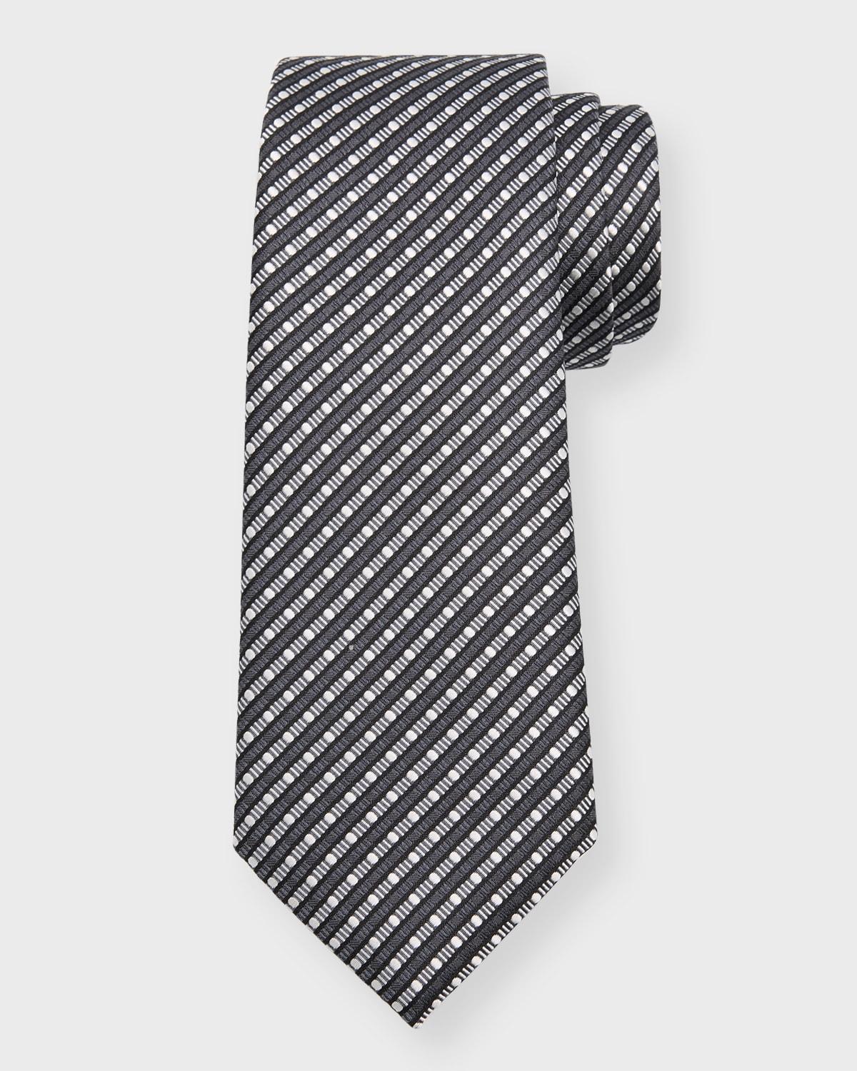 Men's Silk Jacquard Geometric Stripe Tie Product Image