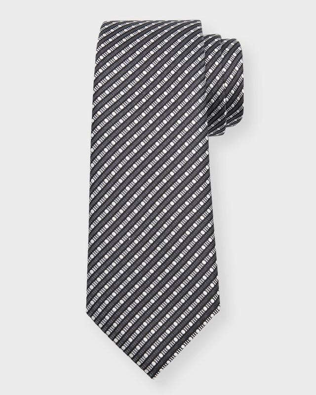 Men's Silk Jacquard Geometric Stripe Tie Product Image