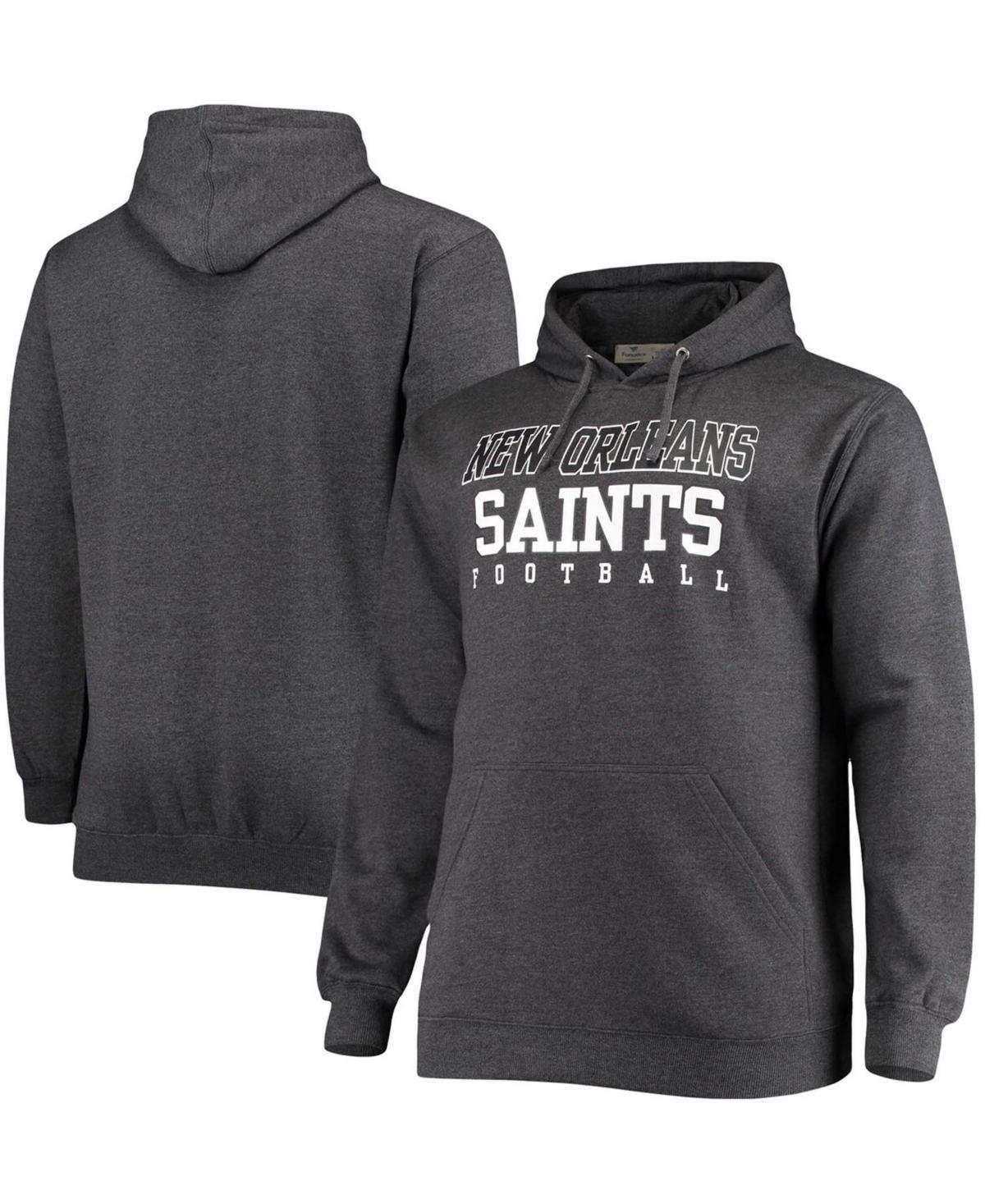 Men's Fanatics Branded Heathered Charcoal New Orleans Saints Big & Tall Practice Pullover Hoodie Product Image