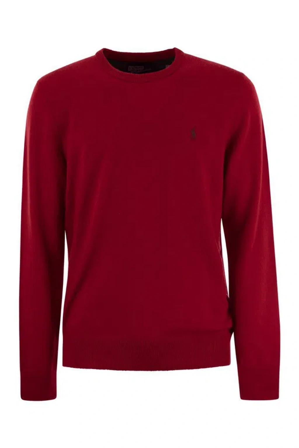 Crew-neck Wool Sweater In Red Product Image