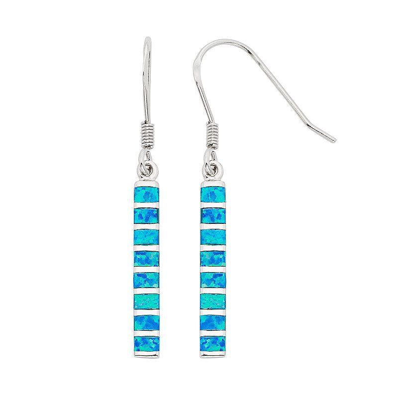 Lab-Created Blue Opal Sterling Silver Stick Drop Earrings, Womens Product Image