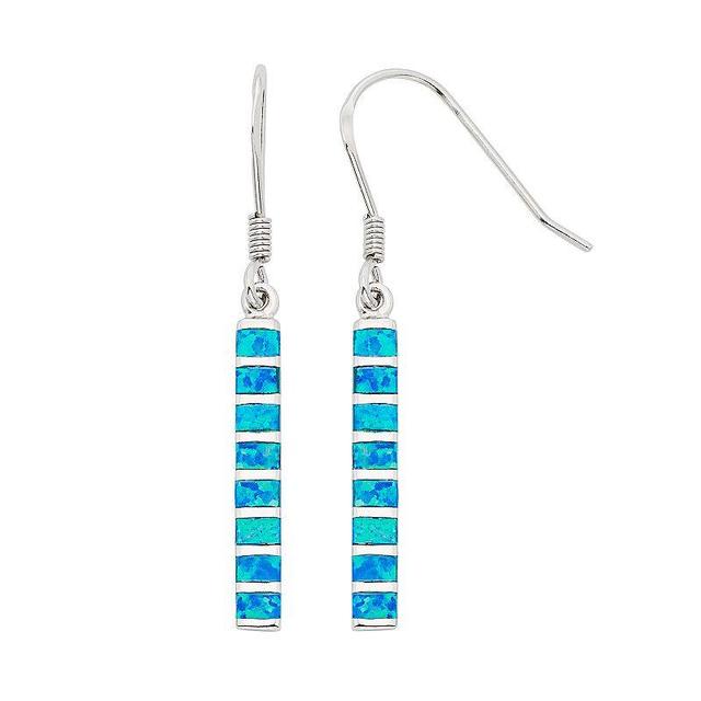 Lab-Created Blue Opal Sterling Silver Stick Drop Earrings, Womens Product Image