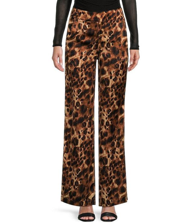 Evolutionary Mid Rise Leopard Printed Satin Pants Product Image