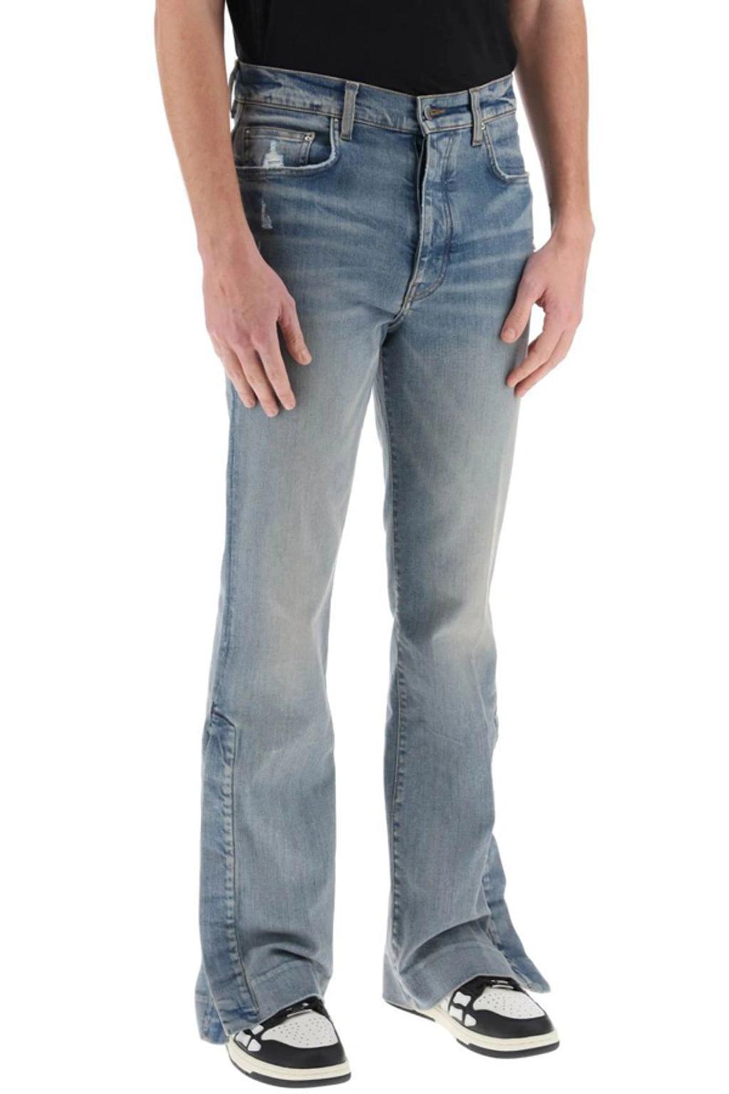 Blue Stacked Flared Jeans Product Image