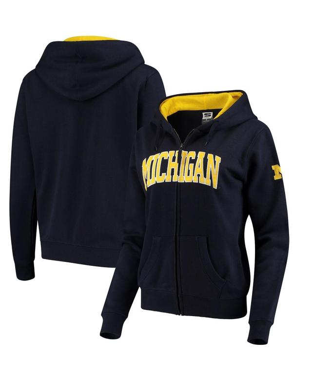 Womens Stadium Athletic Navy Michigan Wolverines Arched Name Full-Zip Hoodie Product Image