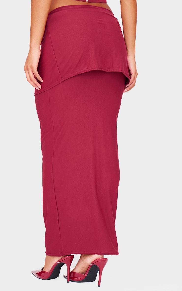 Burgundy Soft Touch Overlay Detail Jersey Maxi Skirt Product Image