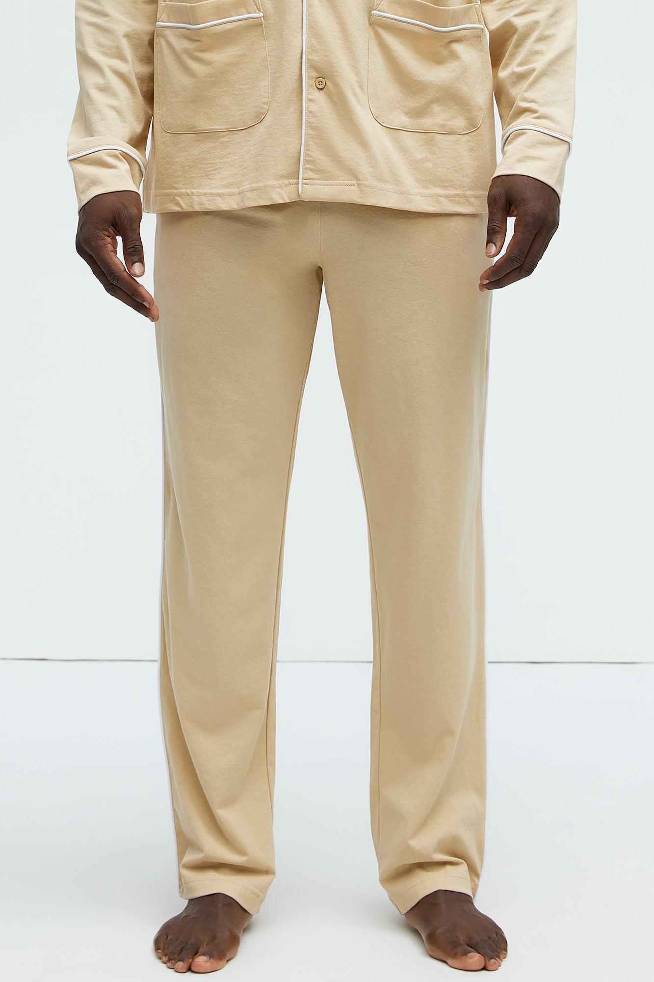 Modal Relaxed Pajama Pants - Khaki Product Image