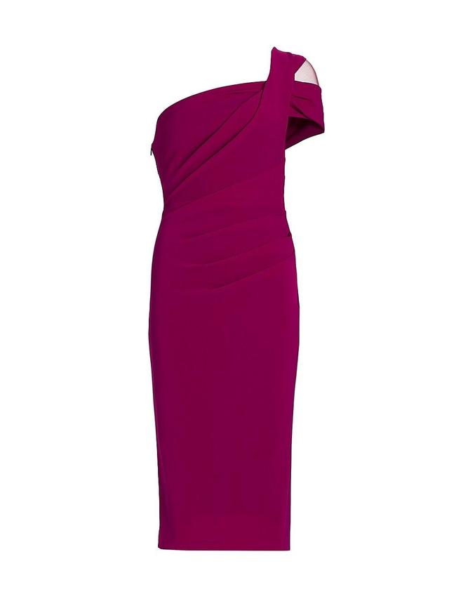 Womens Crepe One-Shoulder Cocktail Dress - Razzmatazz - Size 12 Product Image