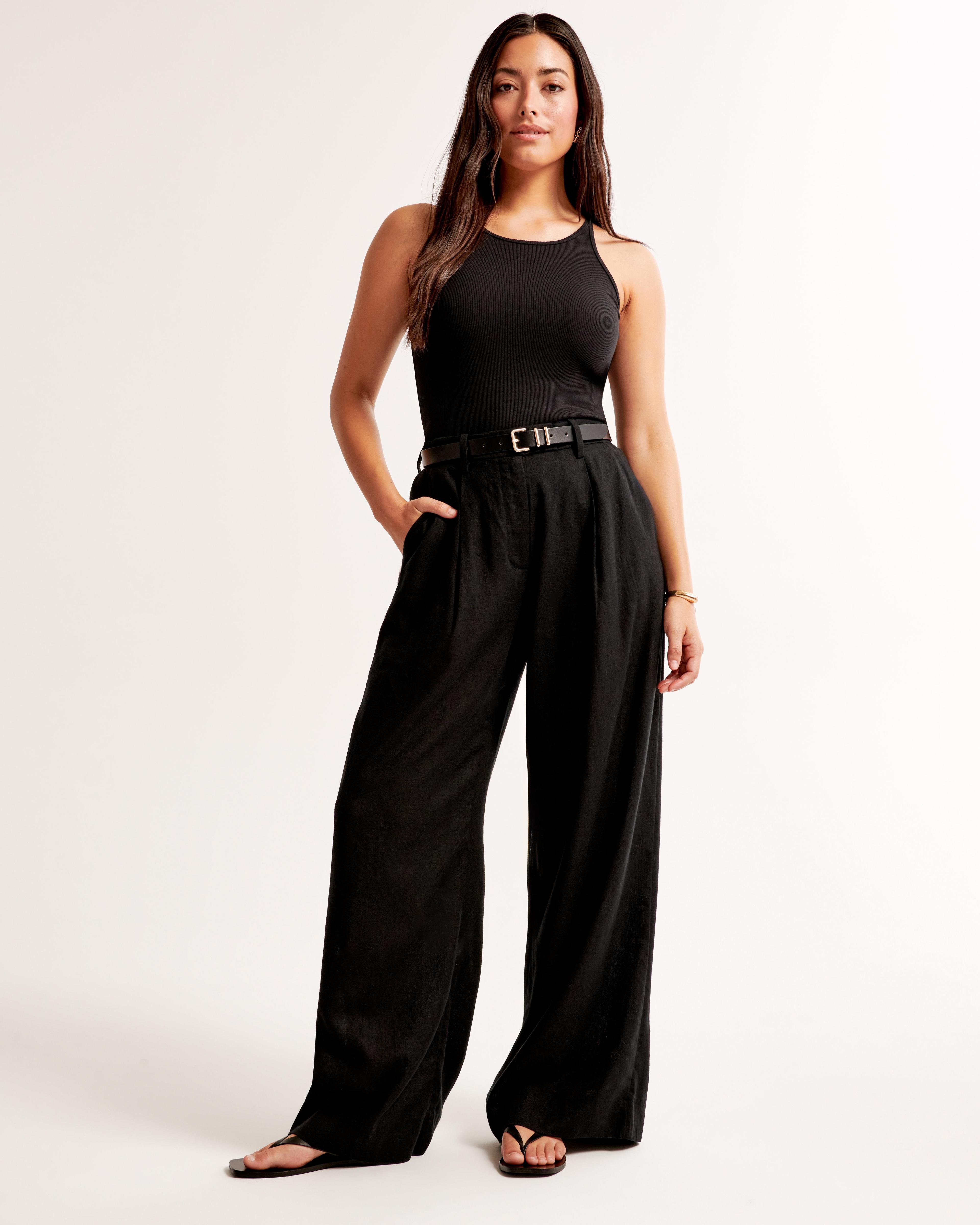 Curve Love A&F Harper Tailored Linen-Blend Pant Product Image