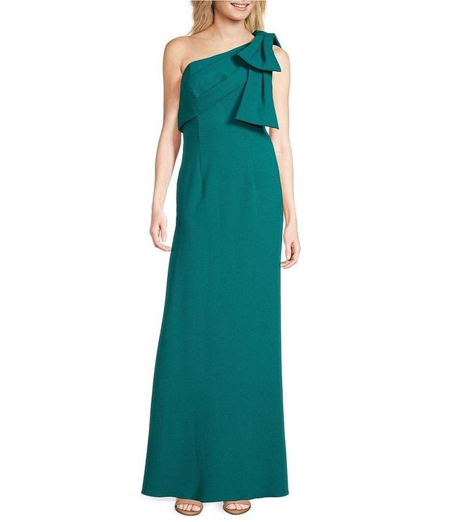 Adrianna Papell Stretch Crepe Bow One Shoulder Mermaid Gown Product Image