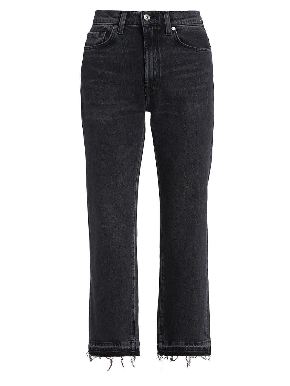 Womens Logan High-Rise Stretch Straight-Leg Cropped Released-Hem Jeans Product Image