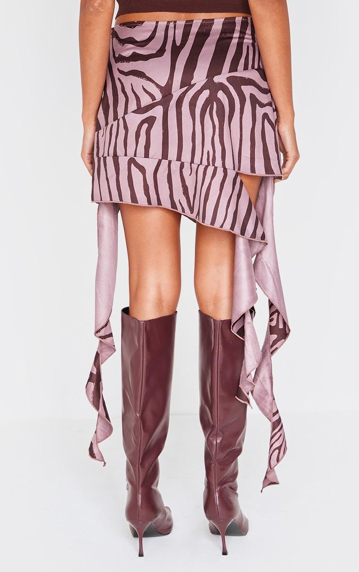 Brown Zebra Print Handkerchief Hem Skirt Product Image