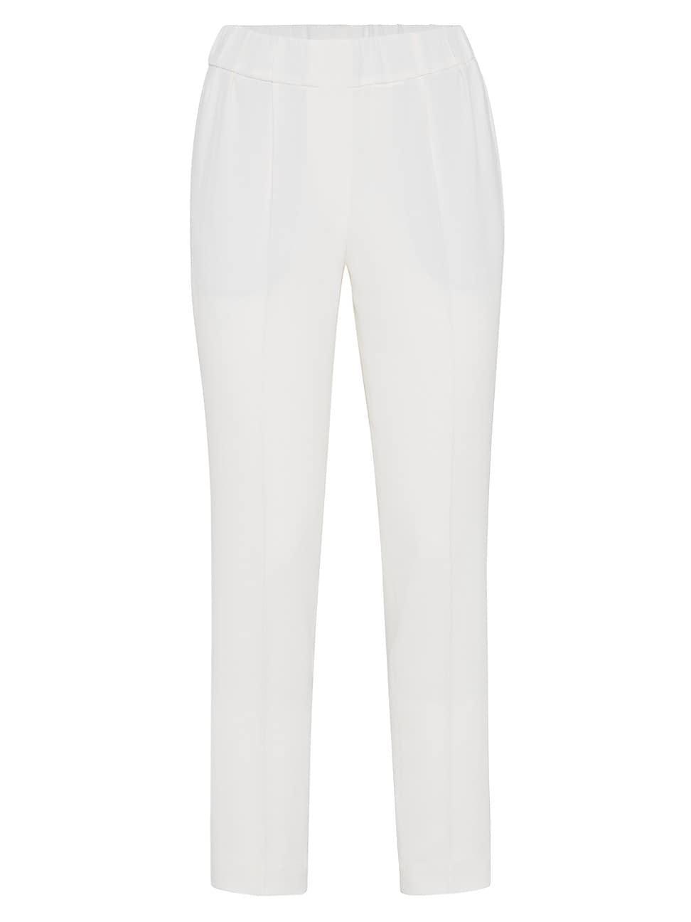 Classic Elastic-Waist Cropped Silk Trousers Product Image