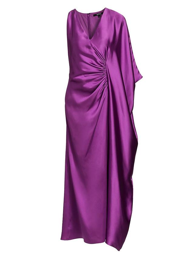 Womens Satin Draped Cape-Sleeve Maxi Dress Product Image