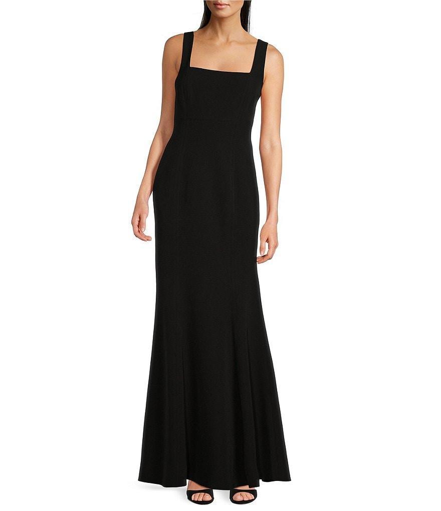 Betsy & Adam Knit Square Neck Sleeveless Mermaid Gown Product Image