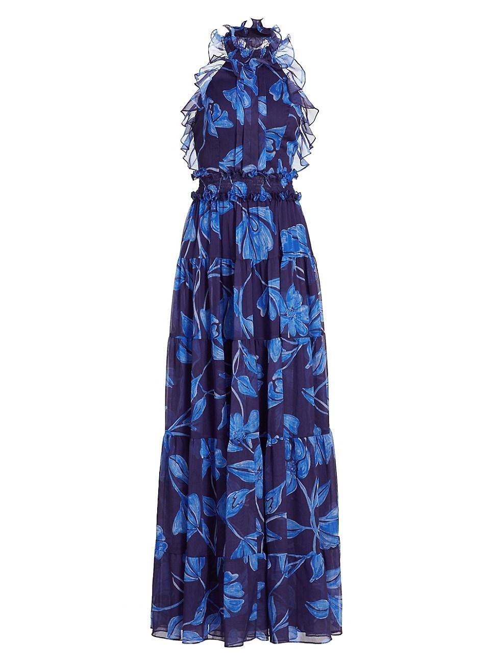 Womens Nightflower Ruffled Floral Maxi Dress Product Image