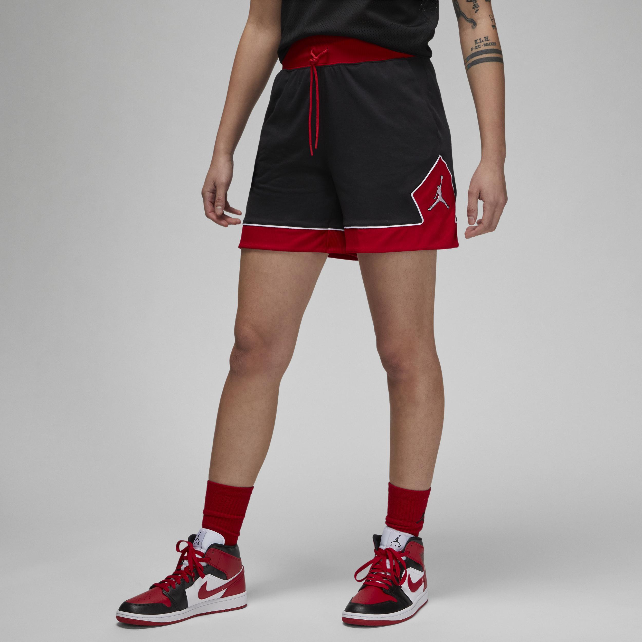 Jordan Womens Jordan LWT Diamond Shorts - Womens Black/Gym Red Product Image