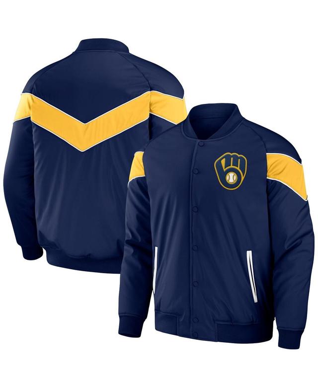 Mens Darius Rucker Collection by Fanatics Navy Milwaukee Brewers Baseball Raglan Full-Snap Jacket Product Image