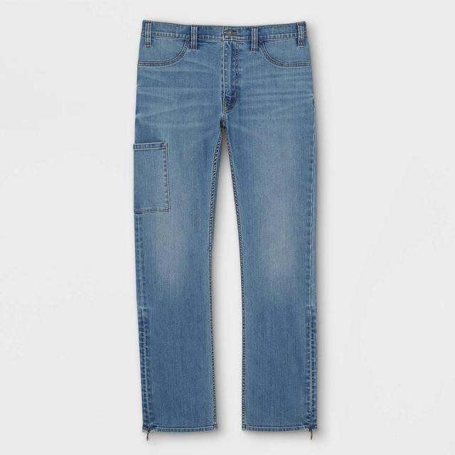 Mens Slim Fit Adaptive Bootcut Jeans - Goodfellow & Co Light Blue 36x34 Product Image