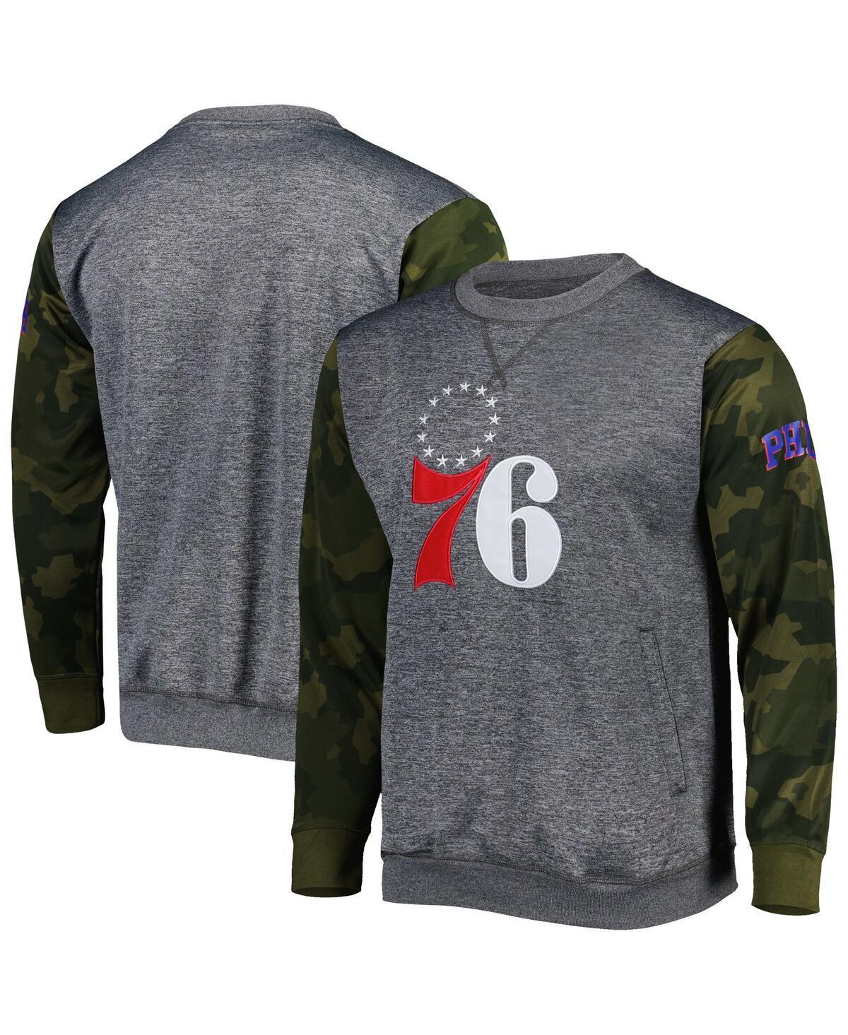 Mens Fanatics Branded Heather Charcoal Philadelphia 76ers Camo Stitched Sweatshirt Product Image