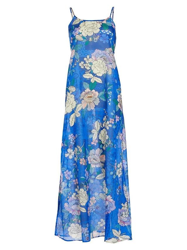 Womens Floral Cotton & Silk Maxi Dress Product Image