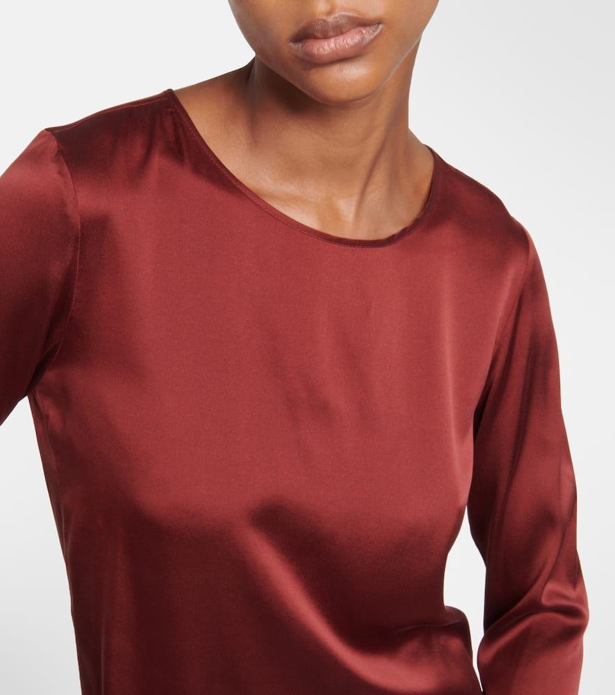 MAX MARA Leisure Moldava Stretch-silk Top In Brown Product Image