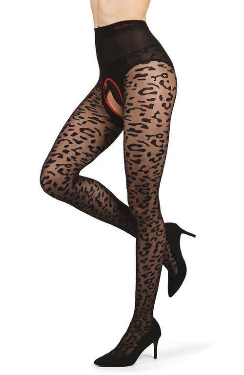 MeMoi Womens Born To Be Wild Leopard Crotchless Sheer Pantyhose Product Image