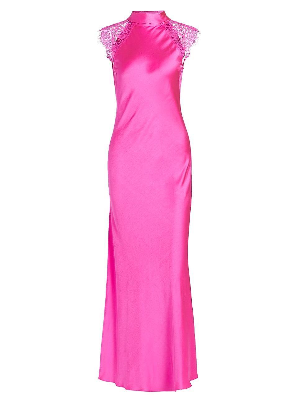 Womens Brianna Lace & Satin Halterneck Maxi Dress Product Image