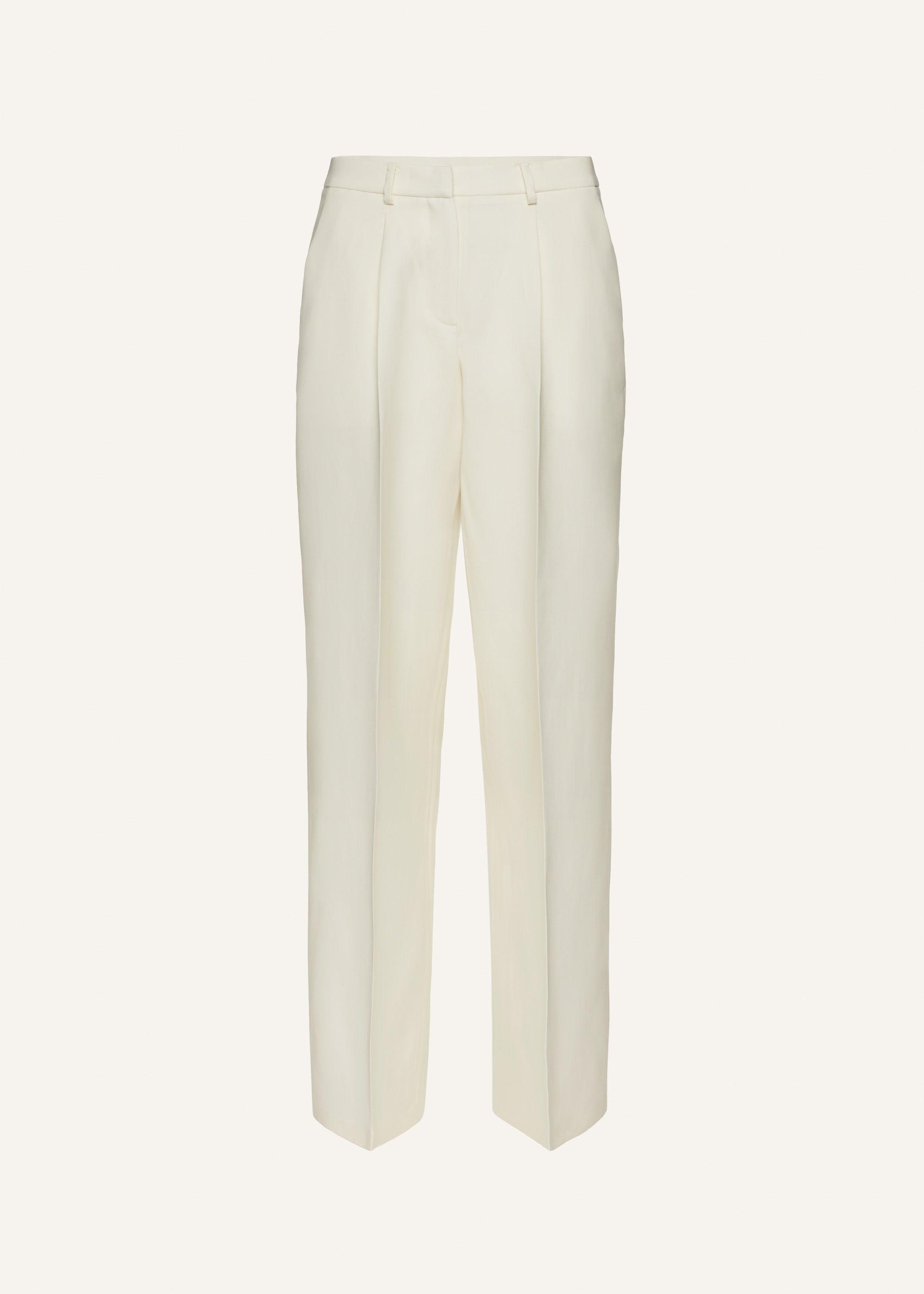 Wide leg tailored pants in cream Product Image