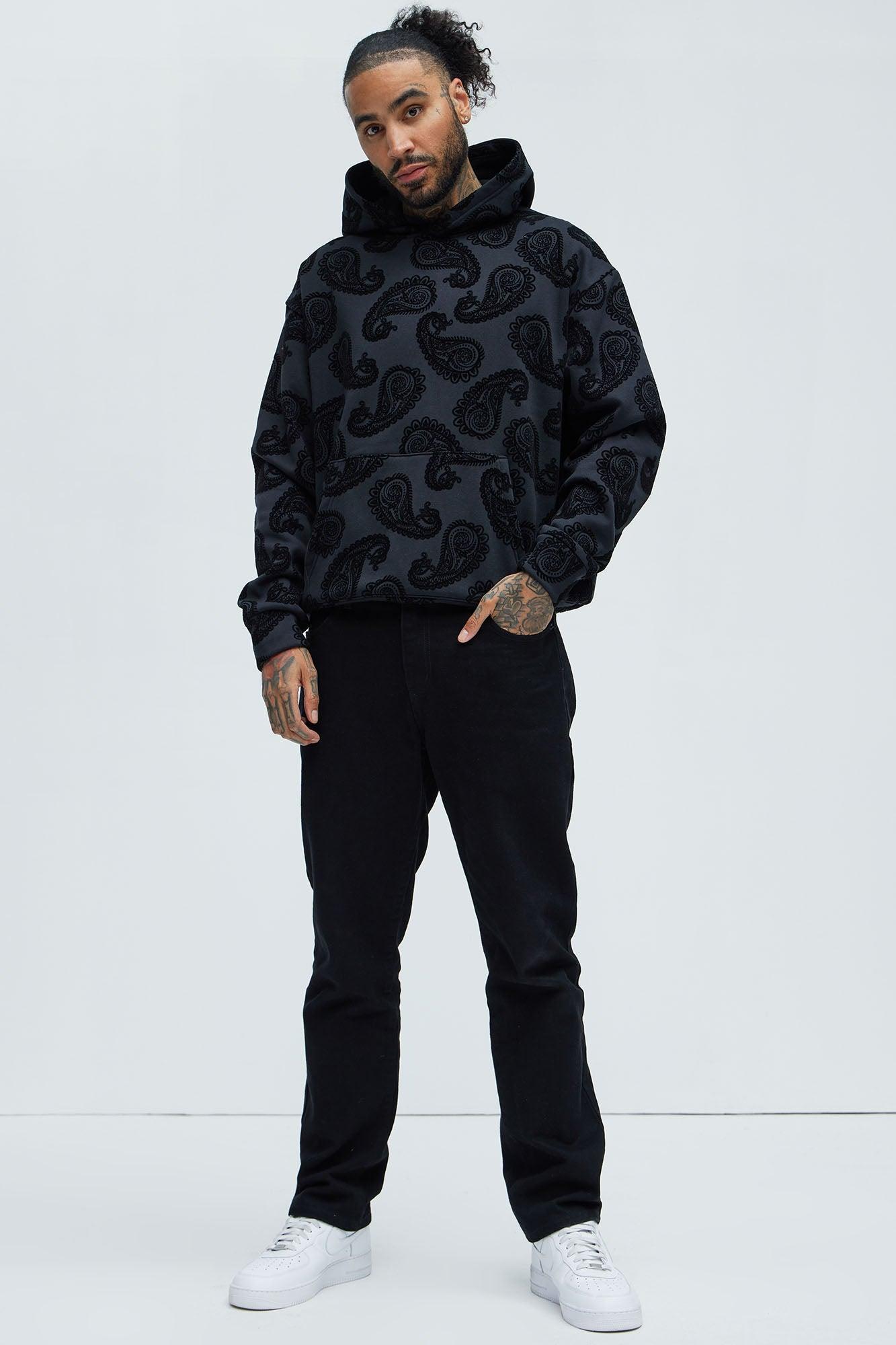 Paisley Flock Hoodie - Black Product Image