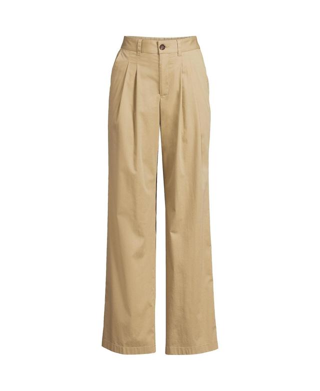 Lands End Petite High Rise Crisp Poplin Chino Wide Leg Pants Product Image