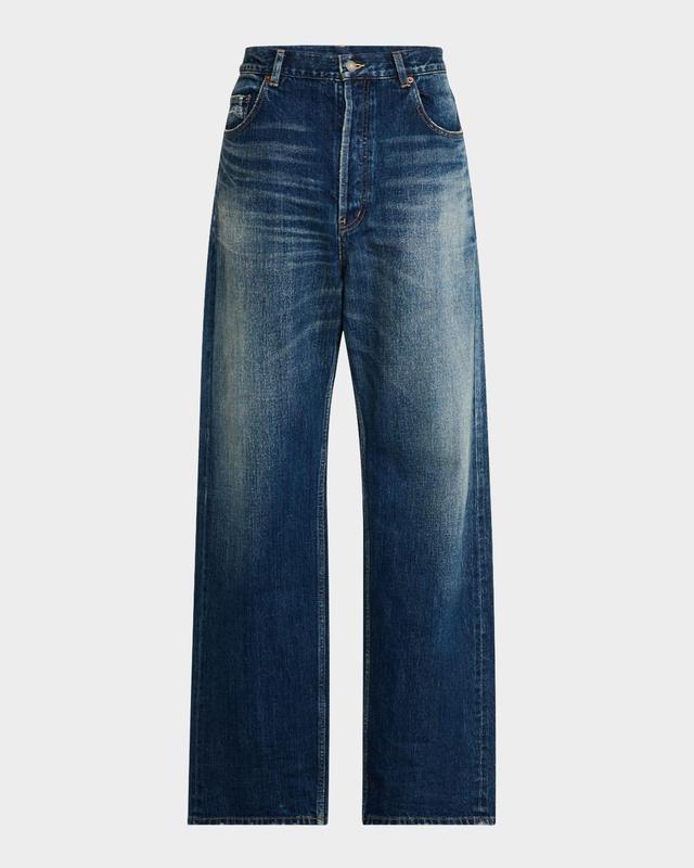 Mens Wide-Leg Faded Jeans Product Image