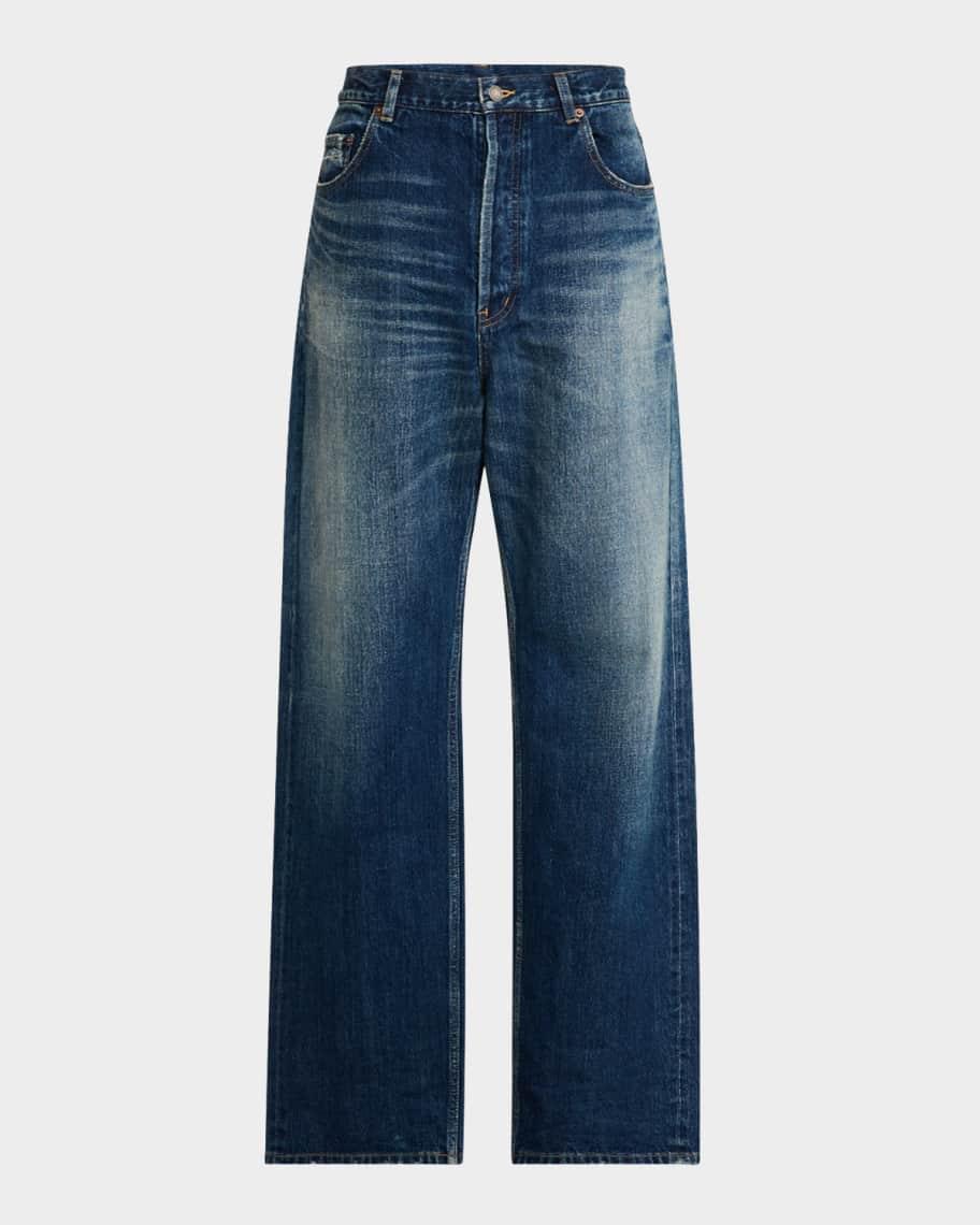 Mens Wide-Leg Faded Jeans product image