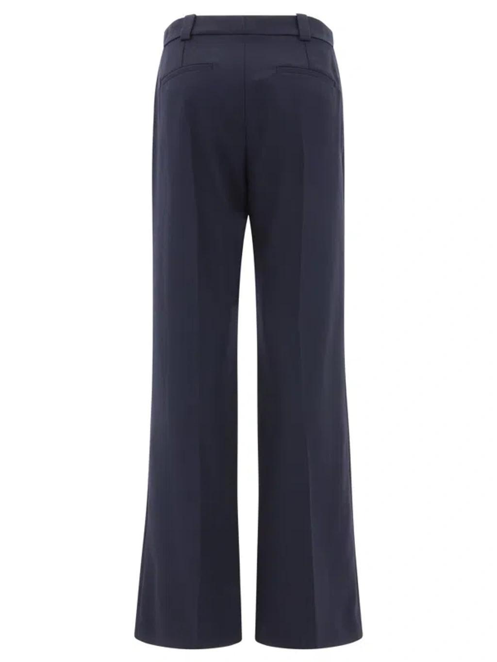 CHLOÉ Tailored Trousers In Wool Grain Of Poudre In Blue Product Image