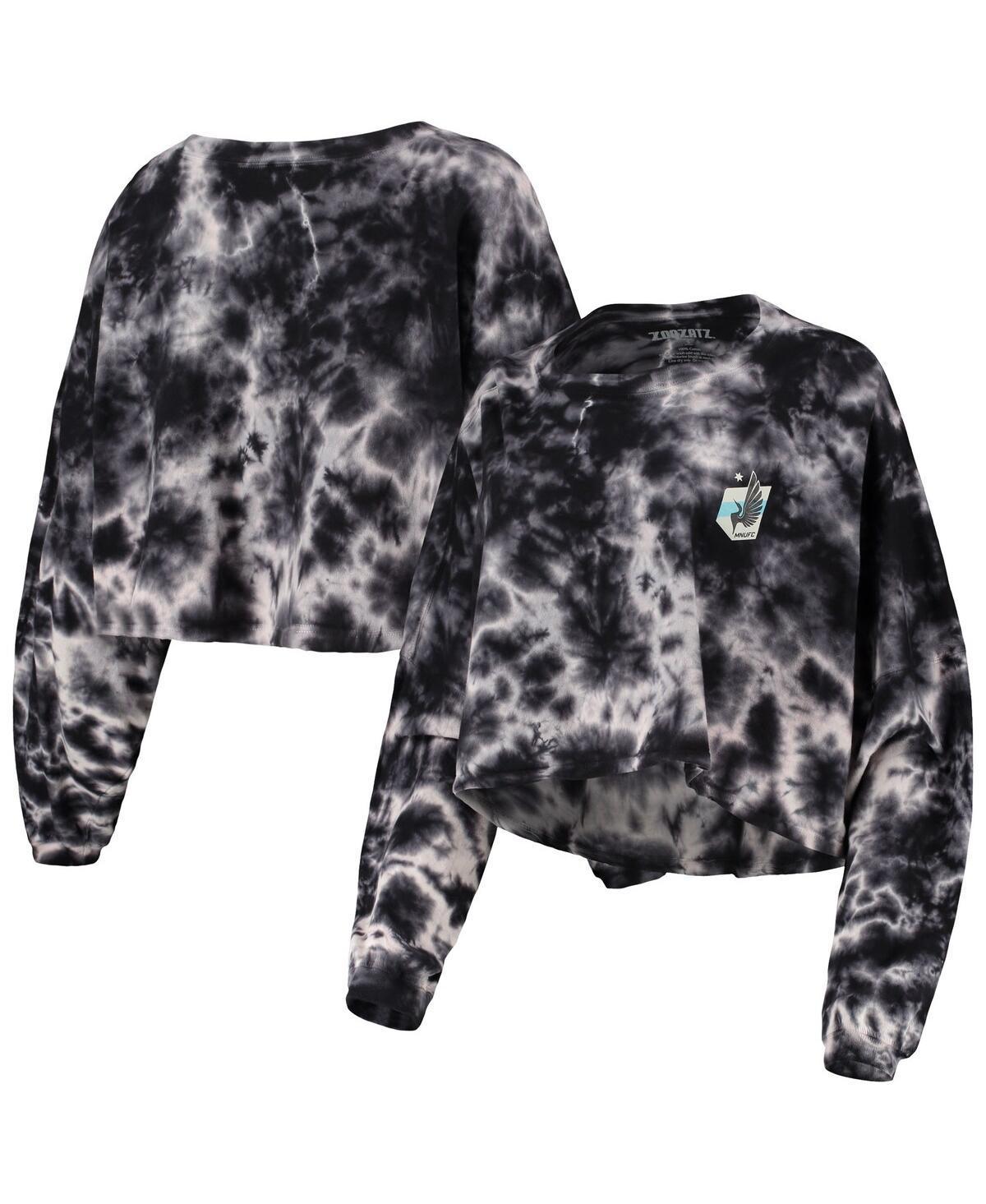 ZooZatz Womens Black Minnesota United Fc Oversized Cloud-Dye Long Sleeve T-Shirt Product Image