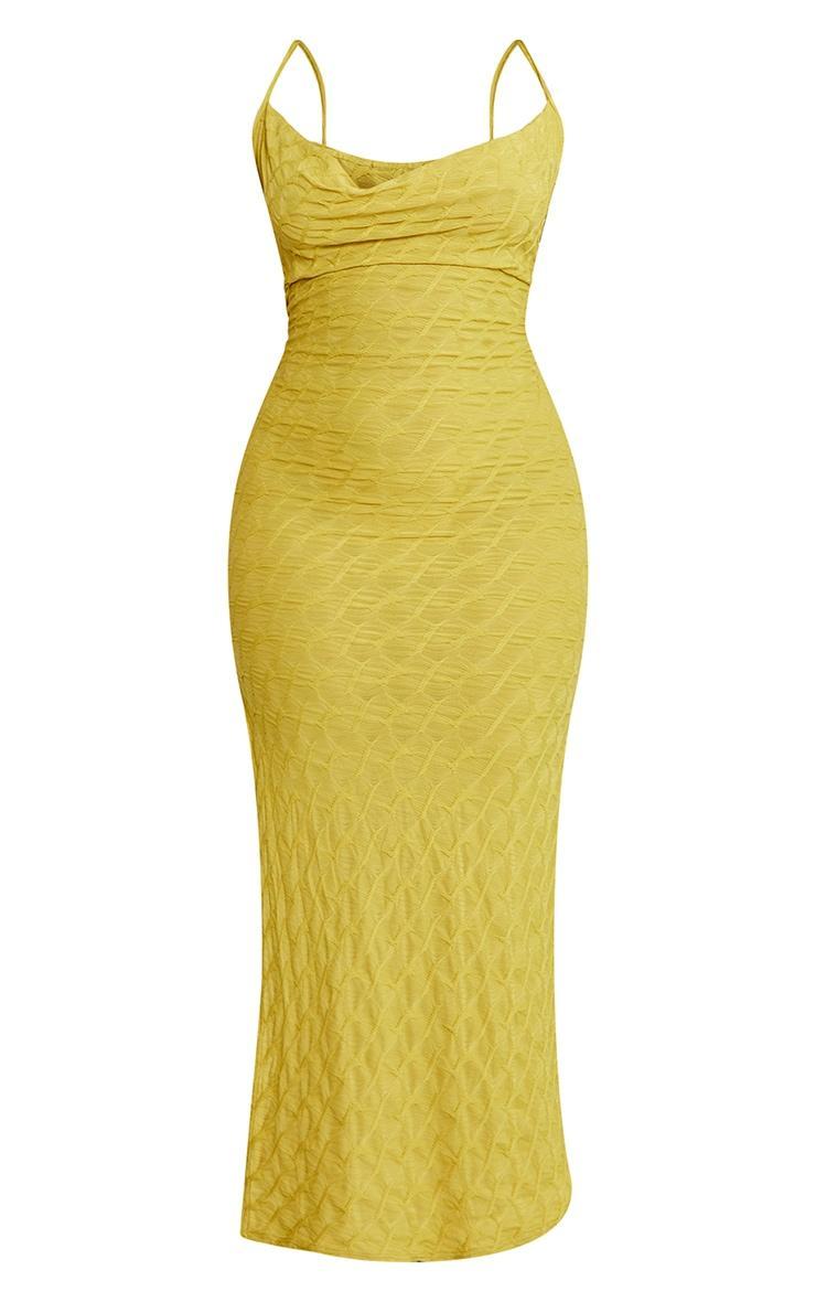 Plus Chartreuse Cowl Neck Textured Maxi Dress Product Image