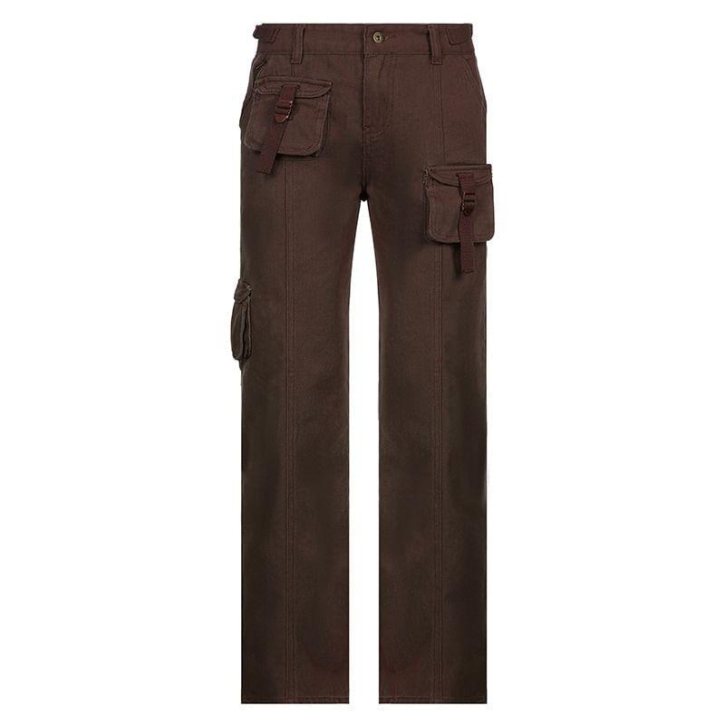 Plain Low-Rise Cargo Pants Product Image