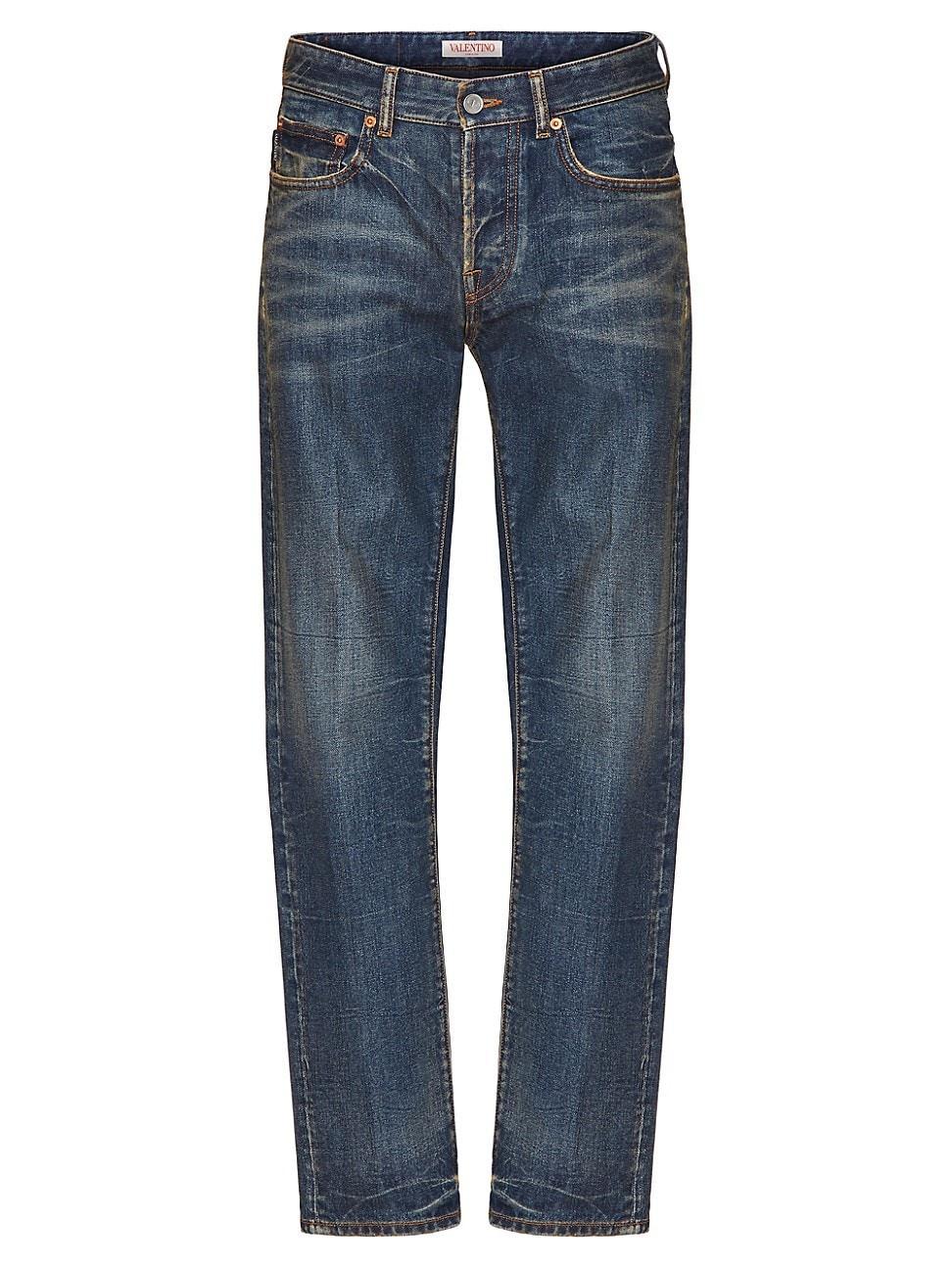 Mens Denim Pants With Metallic V Detail Product Image