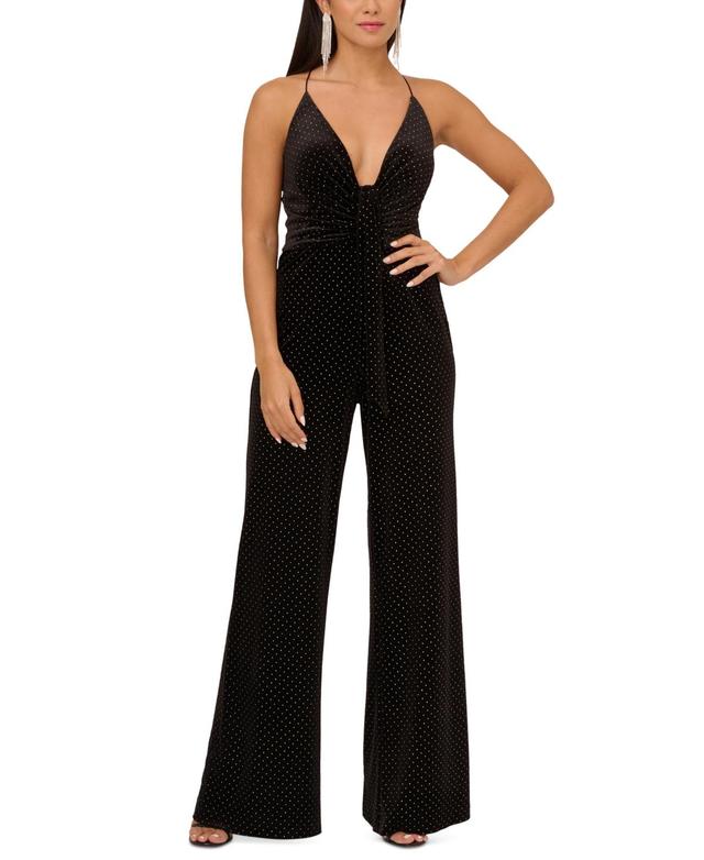 Adrianna by Adrianna Papell Womens Embellished Velvet Jumpsuit Product Image