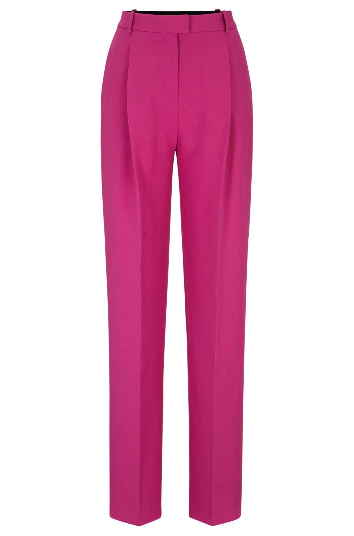 Wide-leg regular-fit trousers with front pleats Product Image