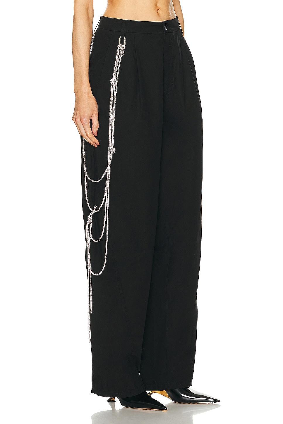 DARKPARK Phebe Crystal Chain Adorned Wide Leg Pant Black. (also in ). Product Image