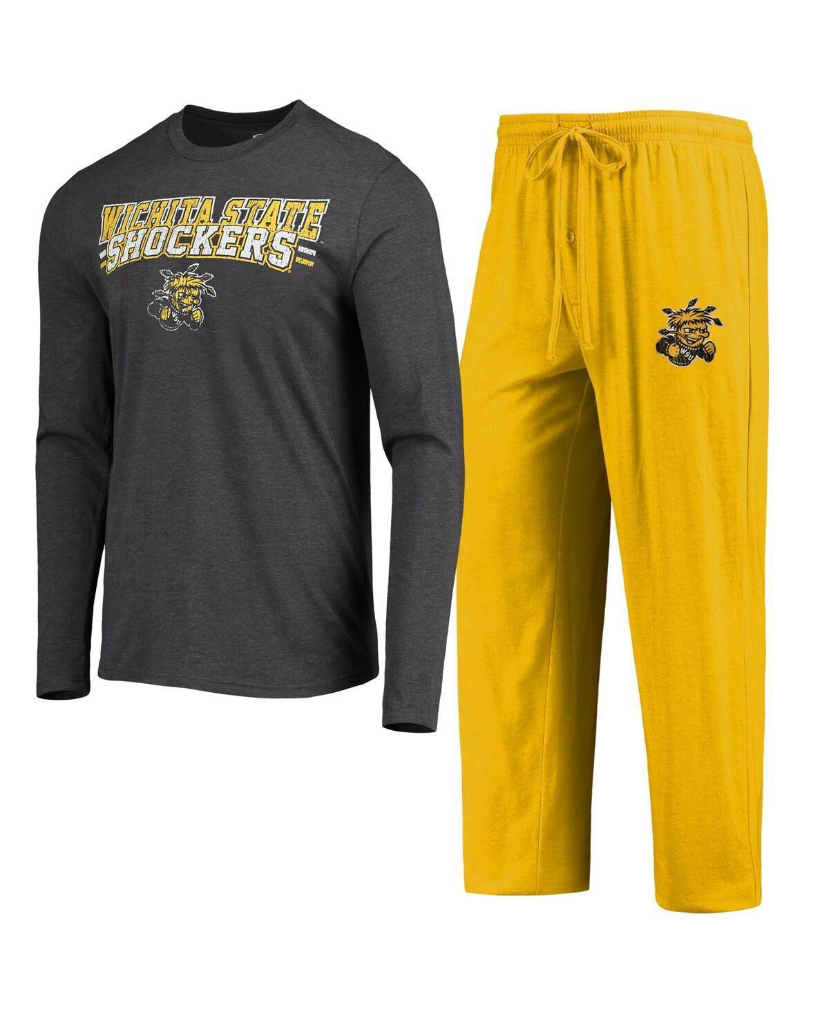 Mens Concepts Sport /Heathered Charcoal Wichita State Shockers Meter Long Sleeve T-Shirt & Pants Sleep Set Product Image