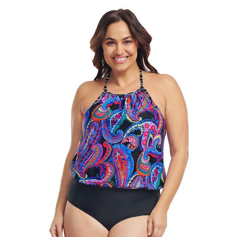 Plus Size Mazu French Paisley Halter One-Piece Swimsuit, Womens Product Image