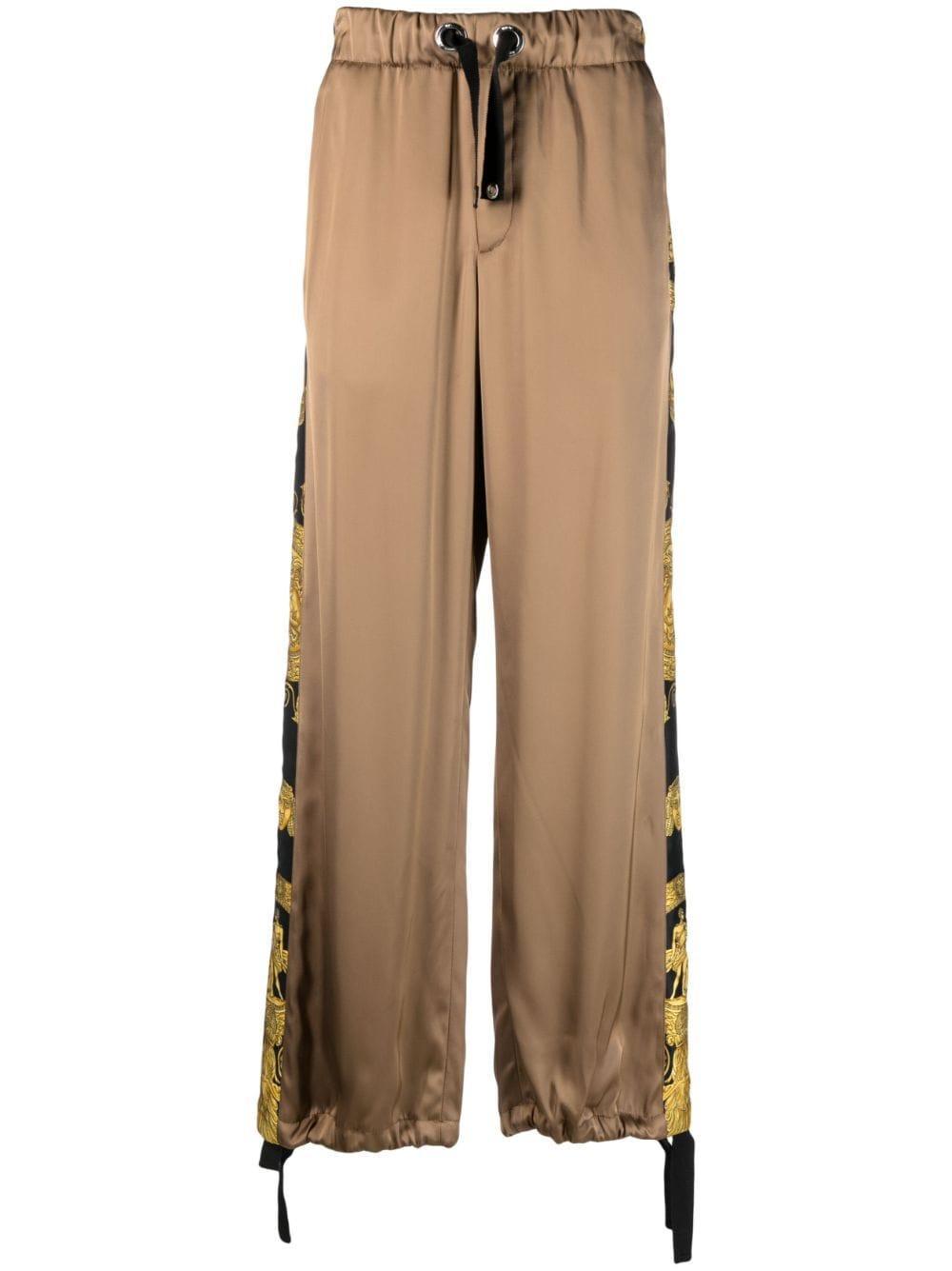 Barocco-print Wide-leg Trousers In Brown Product Image